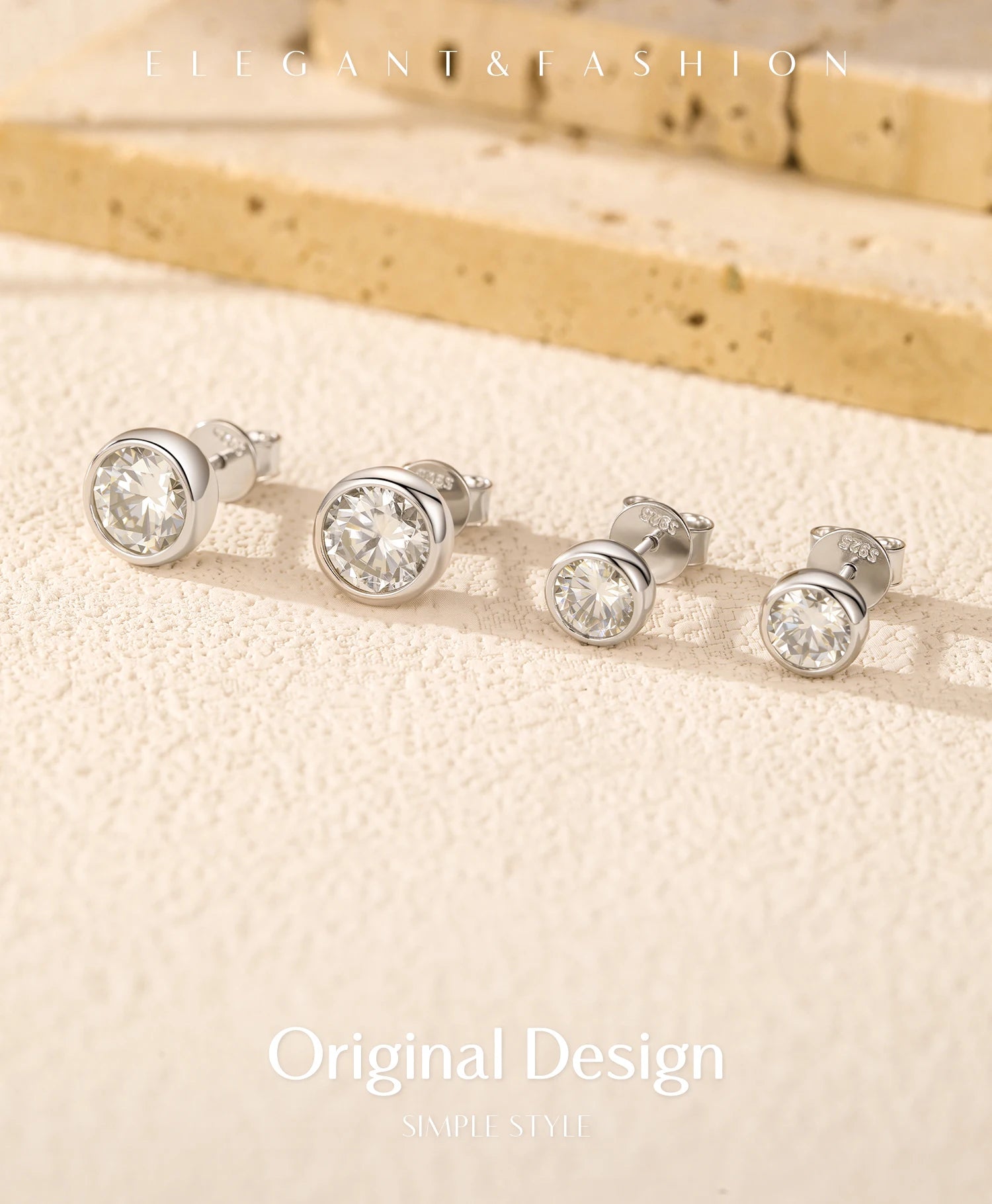 MODIAN 1CT/2CT D Farbe Lünette Moissanit Ohrringe 925 Sterling Silber Klassische Runde Stud Ohrringe Für Frauen Hochzeit Edlen schmuck