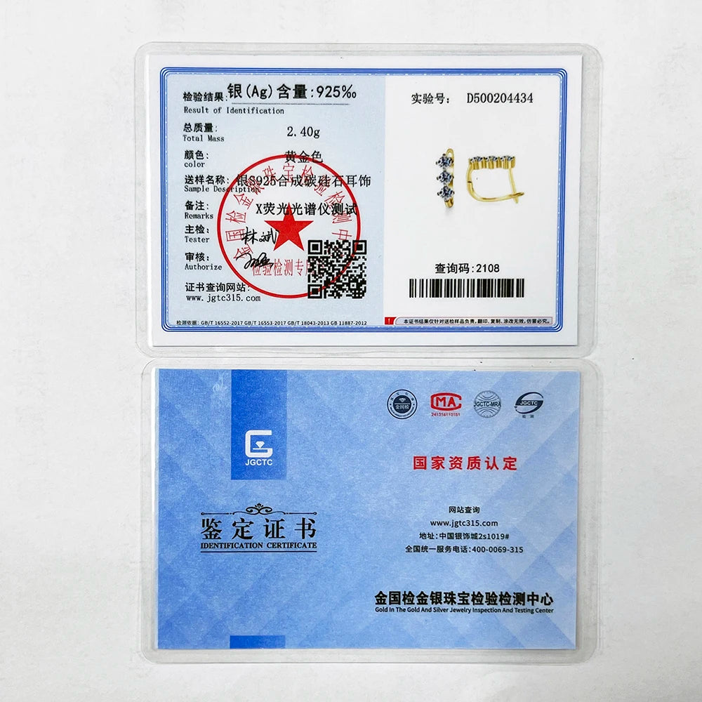 1,7 cttw D Farbe Moissanit Ohrringe Halskette 925 Sterling Silber Y-förmiger Anhänger Halsketten Schmuckset für Frauen Charmantes Geschenk