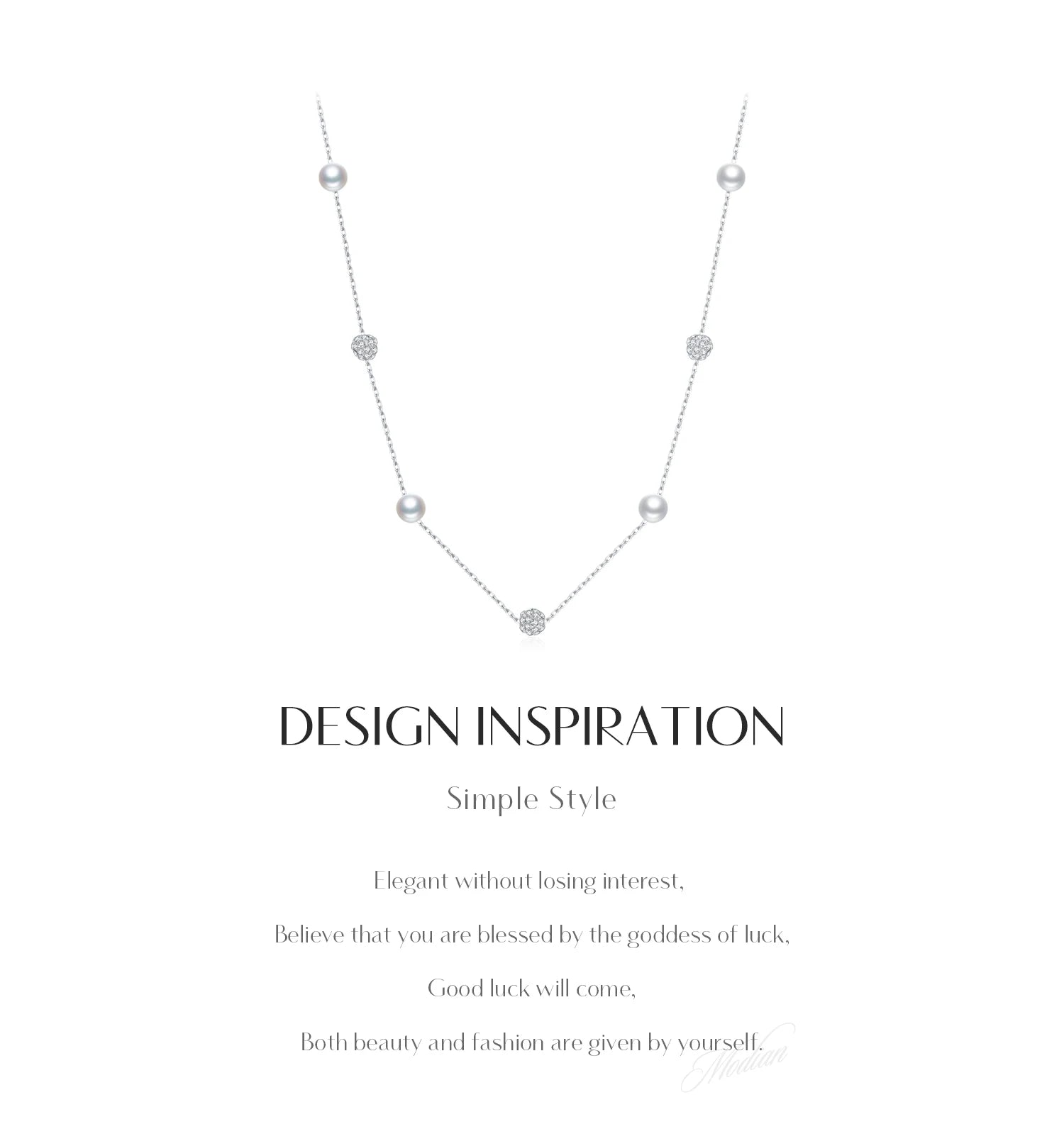 Modian Sterling Silber Zirkon Perlen & Perlenkette Halsketten Anhänger für Frauen edlen Schmuck Valentinstag Geschenke