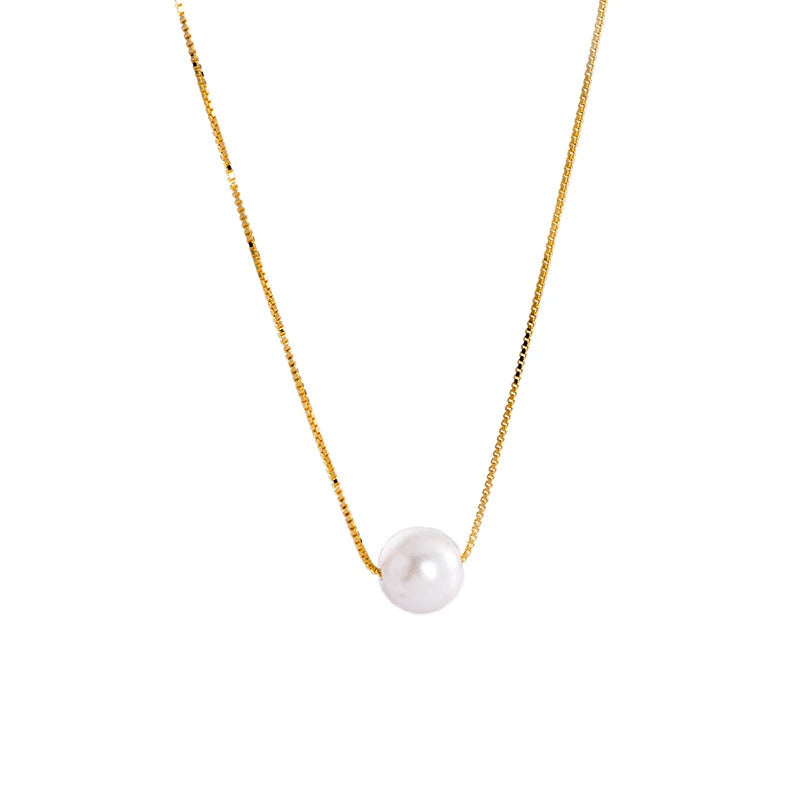 INZATT Echt 925 Sterling Silber Runde Perle Perle Anhänger Choker Halskette Für Charme Frauen Edlen Schmuck Minimalistischen Zubehör