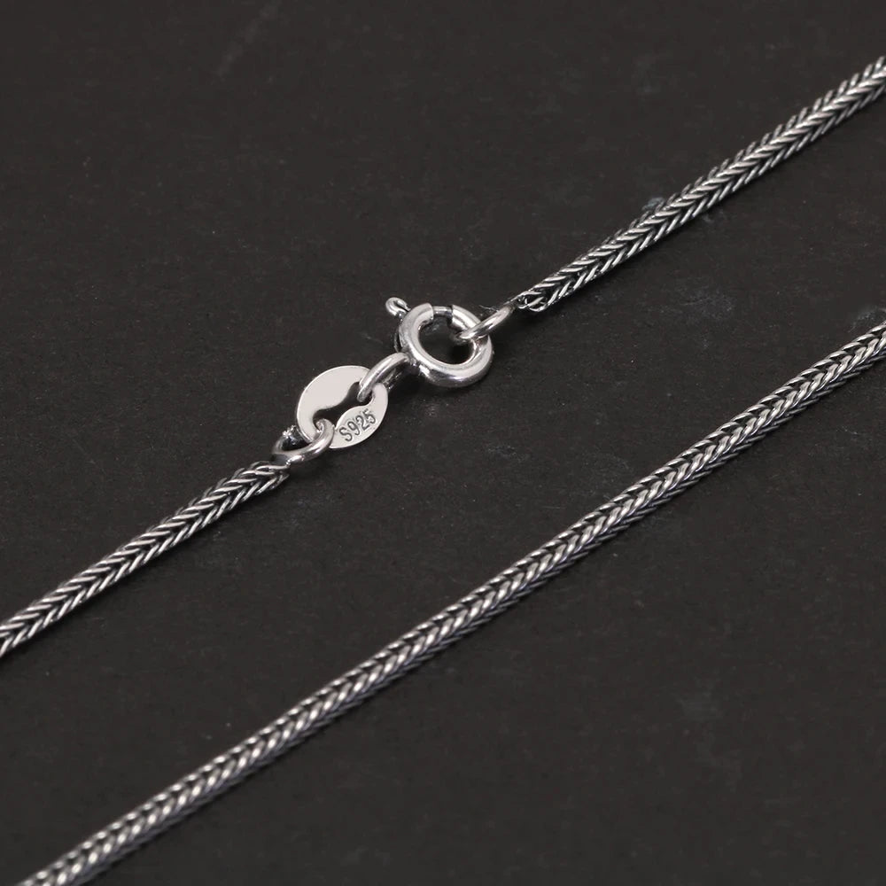 1,2 mm echte 925er Sterlingsilber-Halskette für Herren und Damen, Vintage-Fuchsschwanz, Vintage-Stil, massives Thai-Silber, italienischer feiner Schmuck