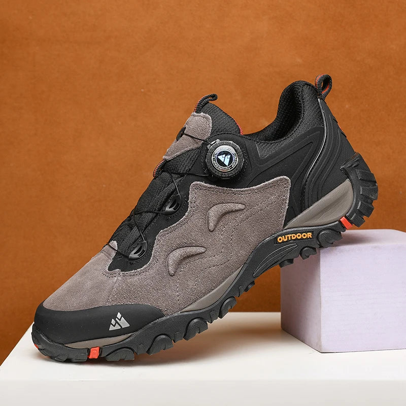 HIKEUP-Lederschuhe für Herren, Outdoor-Wanderschuhe, Touristentreckingsneaker, Bergsteigen, Trail-Joggingschuhe, Spannschloss