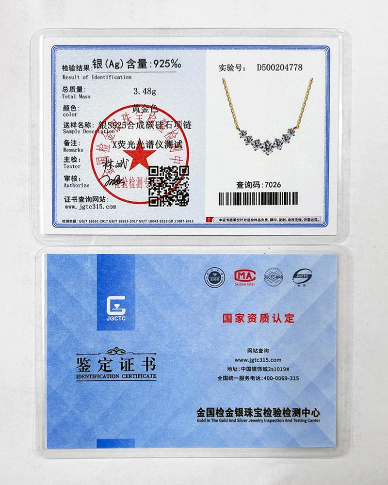 Joyce Kelly All D VVS1 Moissanit-Halskette für Damen, GRA-zertifiziert, 18 Karat Gelbgold vergoldet, 925er Sterlingsilber, Hochzeit, feiner Schmuck