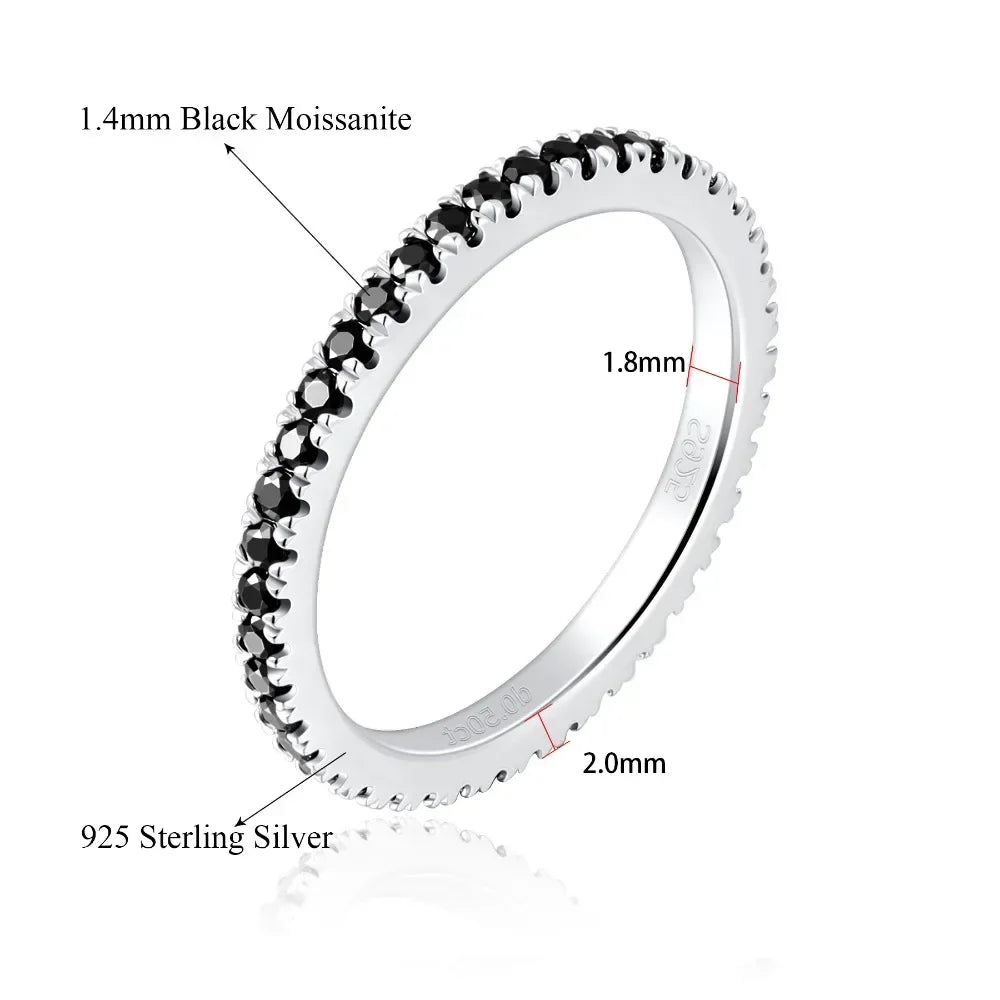 Damen Schwarzer Moissanit-Eternity-Ring