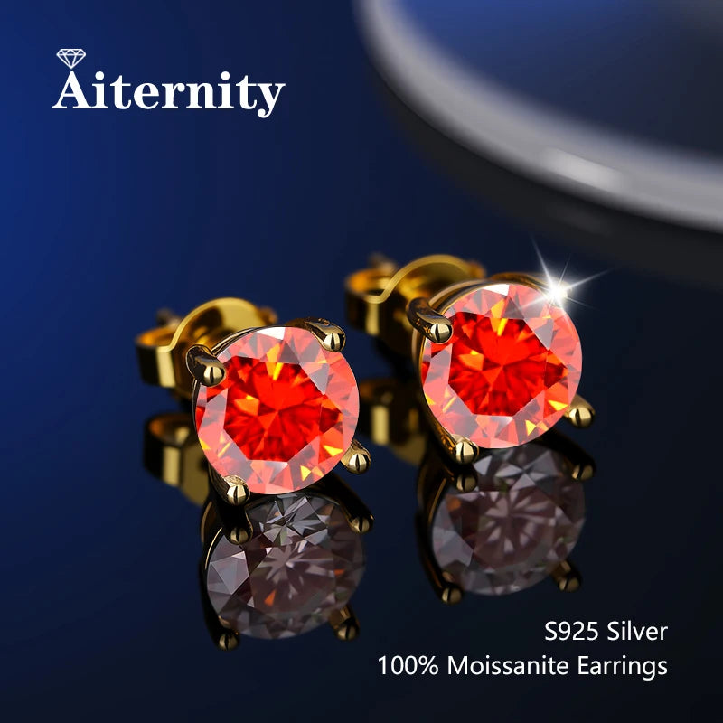 Moissanit-Ohrstecker mit 2 Zertifikaten, Diamant-Tester-Stift für Männer und Frauen, 925er Silber, 18 Karat vergoldet, Hochzeits-Edelstein