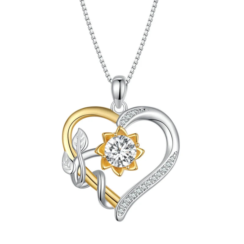 Bamoer U D Farbe VVS1 EX 1,0 CT Moissanite Halskette Herz Anhänger Goldene Blume Box Kette S925 Original Design Valentine geschenk
