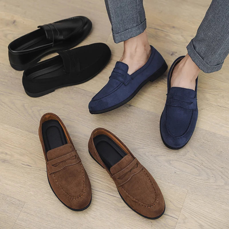 Herbst Wildleder Loafer Mann Große Größe 45 Komfort Slip-on Casual Schuhe Männer Wohnungen Retro Braun Mokassins Für Männer zapatos de hombre