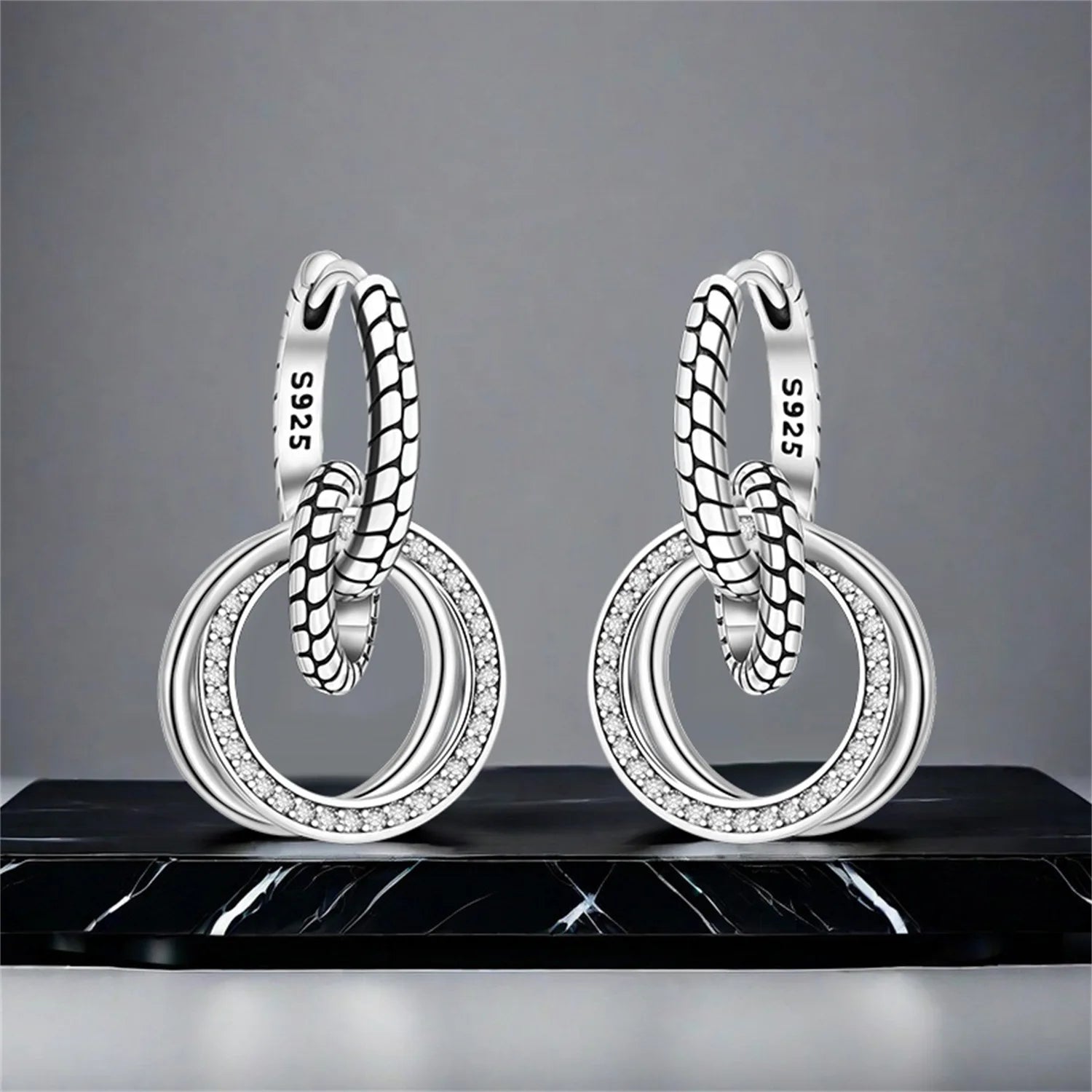 Heißer Verkauf 925 Sterling Silber Klassische Multi Ring Ohrringe Serie Tropfen Ohrringe Für Frauen Party Feines Geschenk Elegante Geburtstag Schmuck