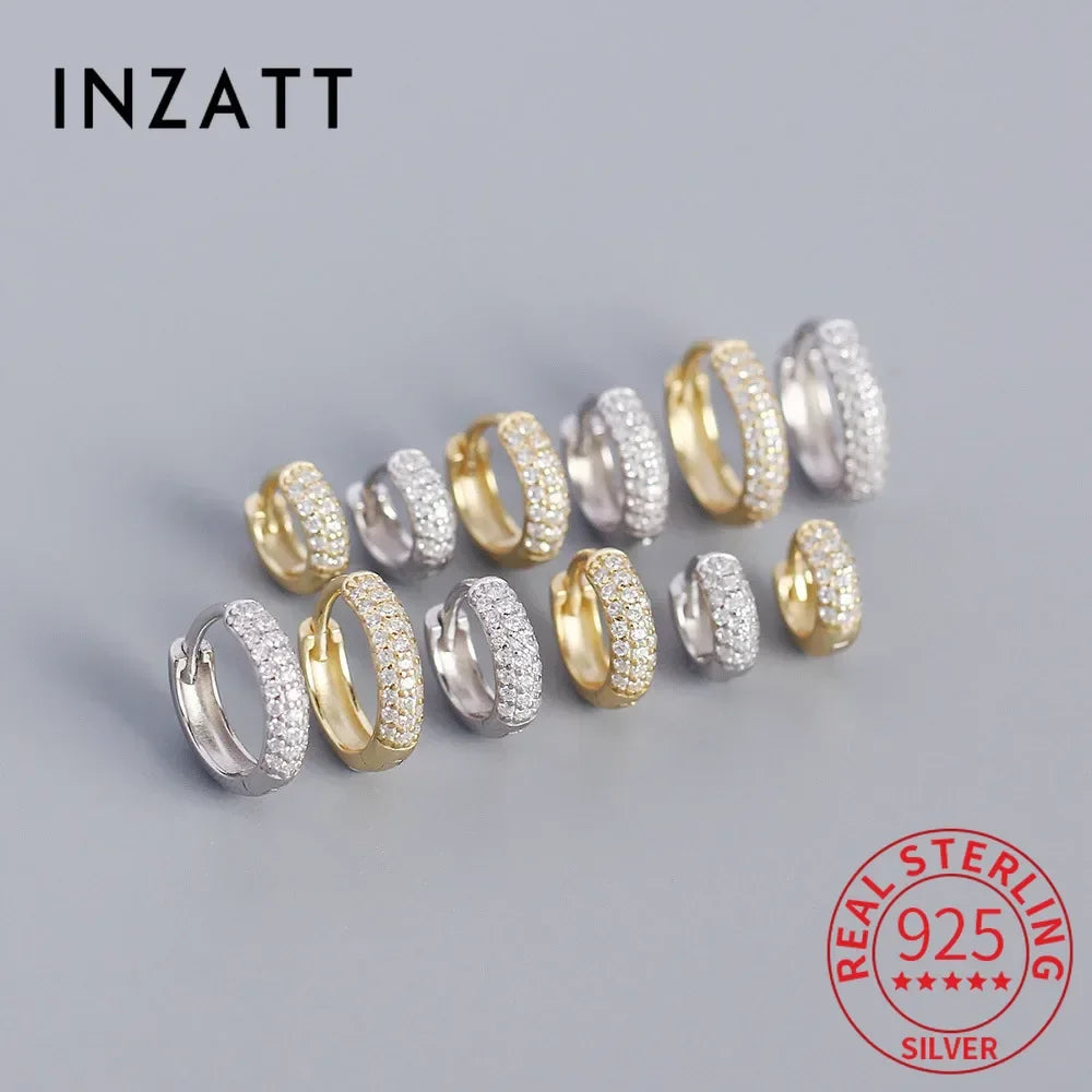 INZATT Echt 925 Sterling Silber 18 Karat Gold Voller Zirkon Runde Creolen für Frauen OL Edlen Schmuck Licht Luxus zubehör