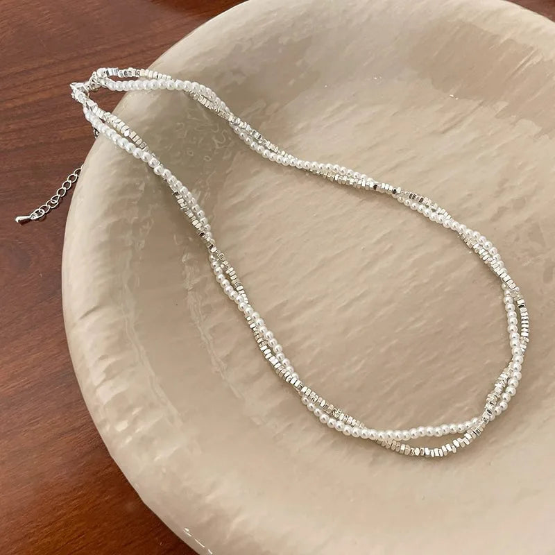 Halskette aus 925er-Sterlingsilber, schwarze Perlen, quadratisch, unregelmäßig, Punk, geometrisch, für Frauen und Mädchen, Schmuck, Geschenk, Dropshipping, Großhandel