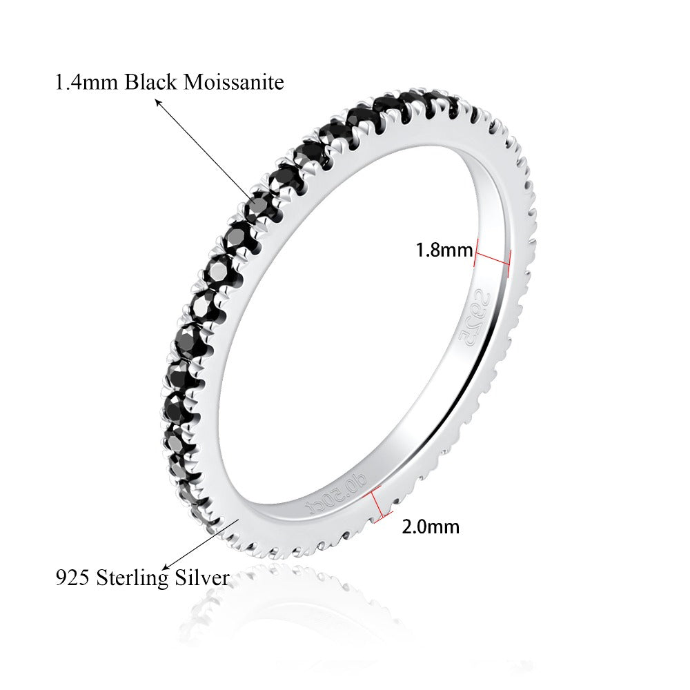 Damen Schwarzer Moissanit-Eternity-Ring