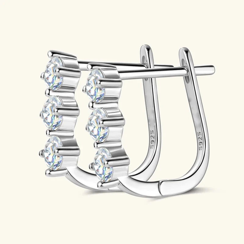 1,7 cttw D Farbe Moissanit Ohrringe Halskette 925 Sterling Silber Y-förmiger Anhänger Halsketten Schmuckset für Frauen Charmantes Geschenk