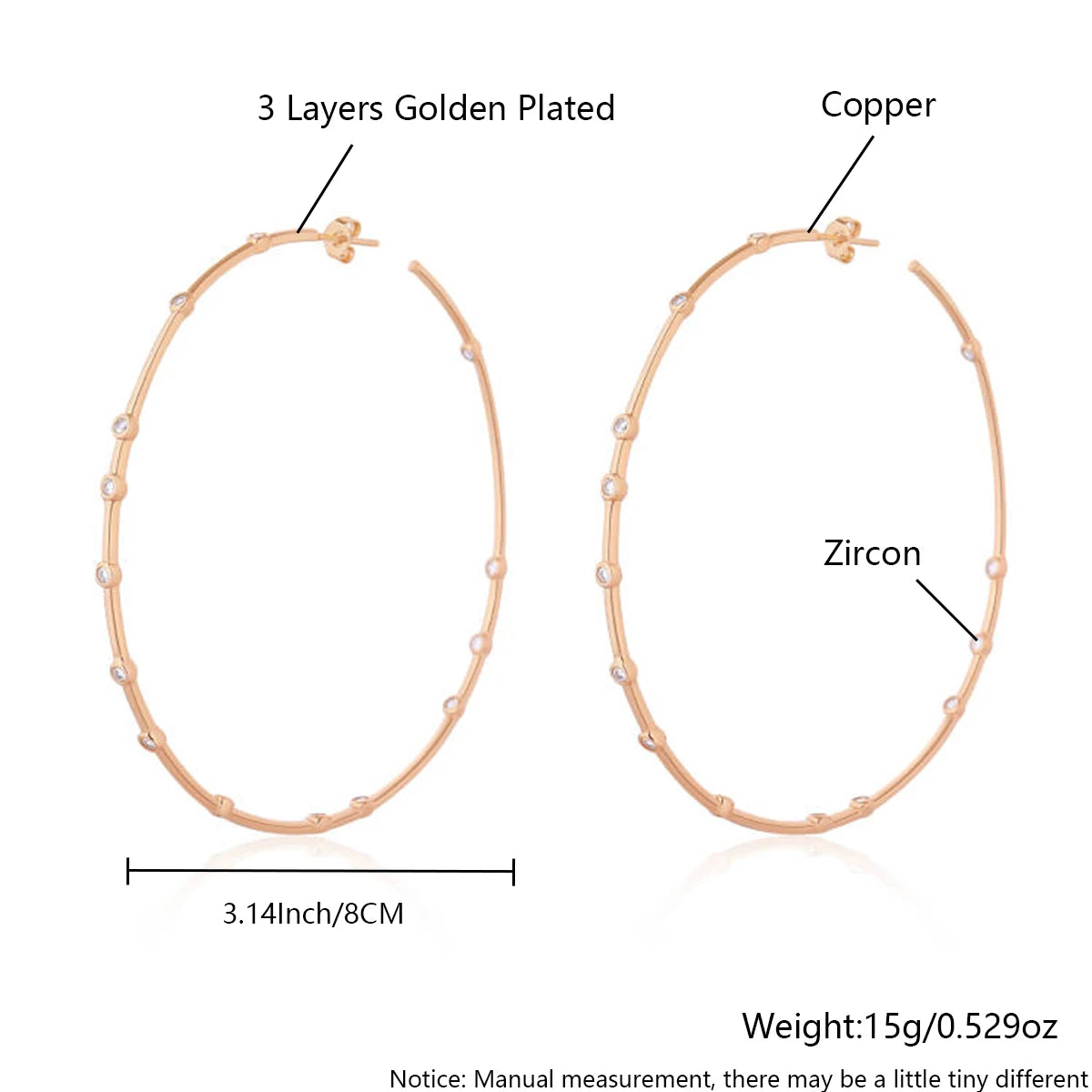 MHS.SUN Mode Vergoldet Große AAA CZ Hoop Ohrringe Für Frauen Übertreiben Große Ohrringe Intarsien Zirkon Hip Hop Ohr Schmuck Geschenk