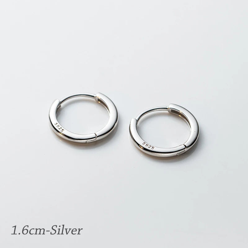 MODIAN 925 Sterling Silber Einfache Kreis-Ohrschnalle 14 mm - 18 mm platinierte hypoallergene Creolen für Damenschmuck