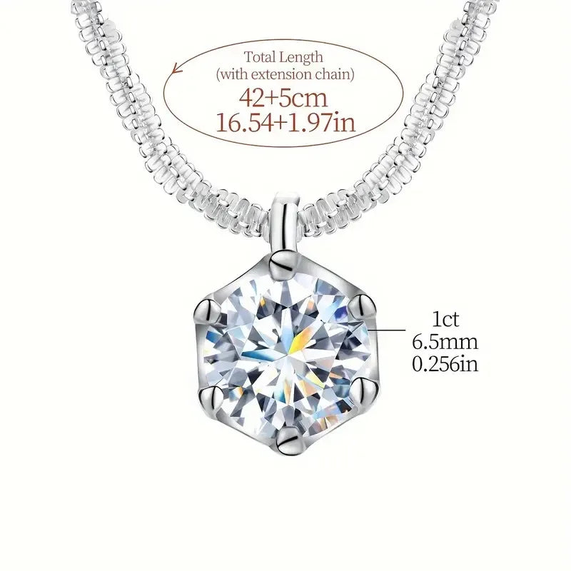 Knb 1ct funkelnde Luxus Moissan ite Diamant weiß Anhänger Halskette für Frauen echte Sterling Silber hochwertigen edlen Schmuck