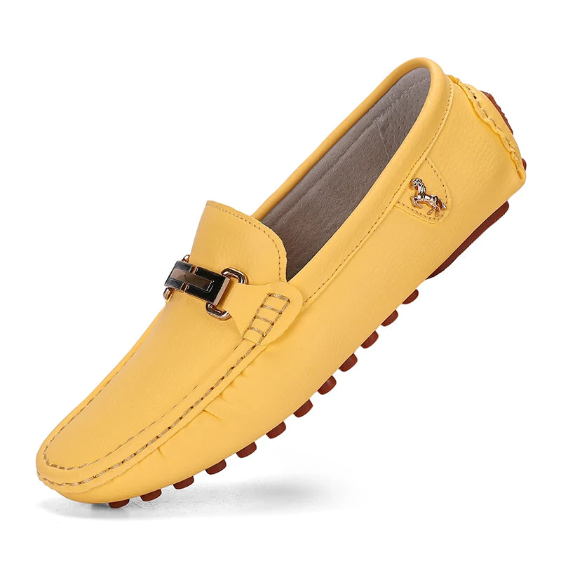 YRZL Schuhe für Herren, handgefertigt, PU-Leder, Loafer, lässig, zum Fahren, flache Schuhe, Slip-on-Schuhe, luxuriöse, bequeme Mokassins, weiße Loafer-Schuhe für Herren
