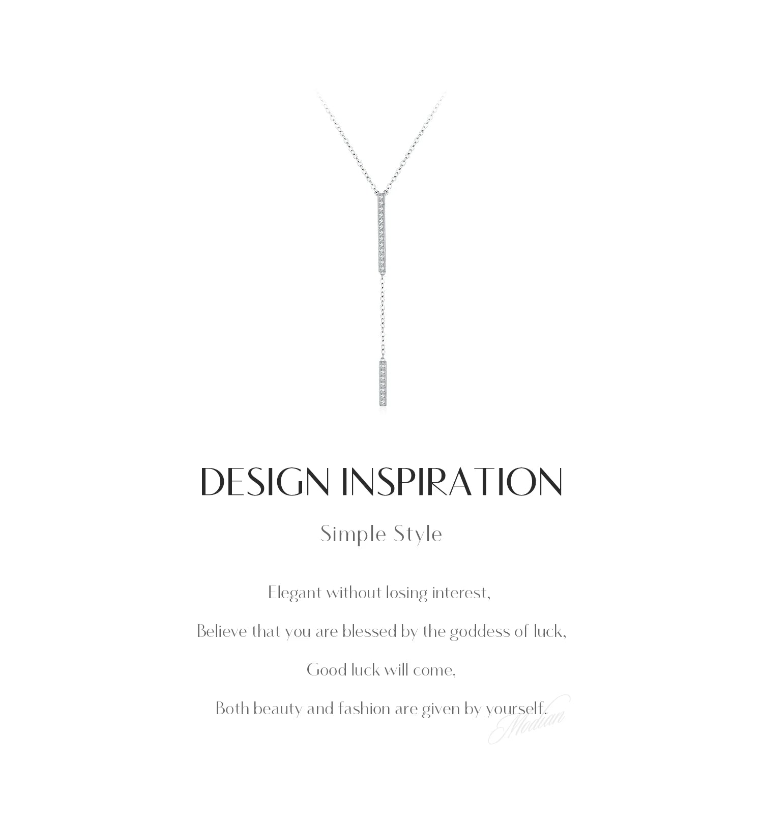 MODIAN Trendy Gliederkette Lariat Halskette 925 Sterling Silber Langer Stab Zirkon Y-förmige stapelbare Halsketten für Frauen Schmuck