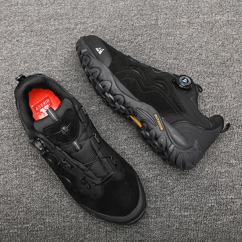 HIKEUP-Lederschuhe für Herren, Outdoor-Wanderschuhe, Touristentreckingsneaker, Bergsteigen, Trail-Joggingschuhe, Spannschloss
