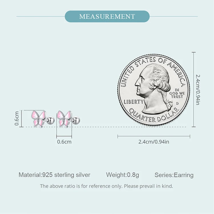 Bamoer Luxus-Ohrringe für Mädchen aus 925er-Sterlingsilber, Regenbogen-Schmetterling, niedlich, schick, lustig, Ohrstecker, Original für Damen, Party, edler Schmuck