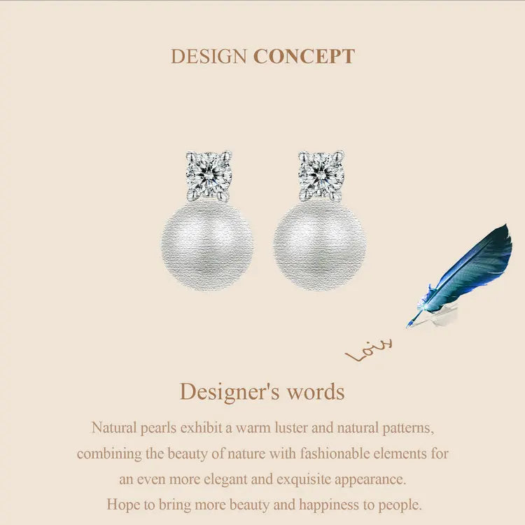 Bamoer U 0,1 CT Mini-Moissanit-Perlen-Ohrstecker, natürliche Süßwasser-Tropfen-Ohrringe, Labordiamant, 925er Sterlingsilber, Schmuck, Geschenk