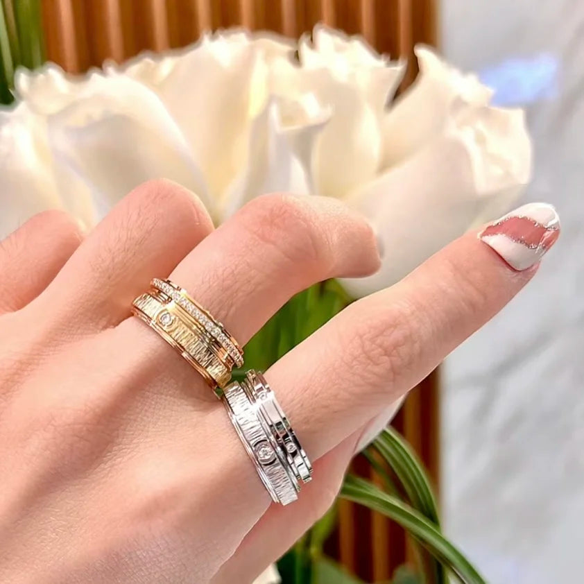 925er Sterlingsilber Drehbarer Diamantring