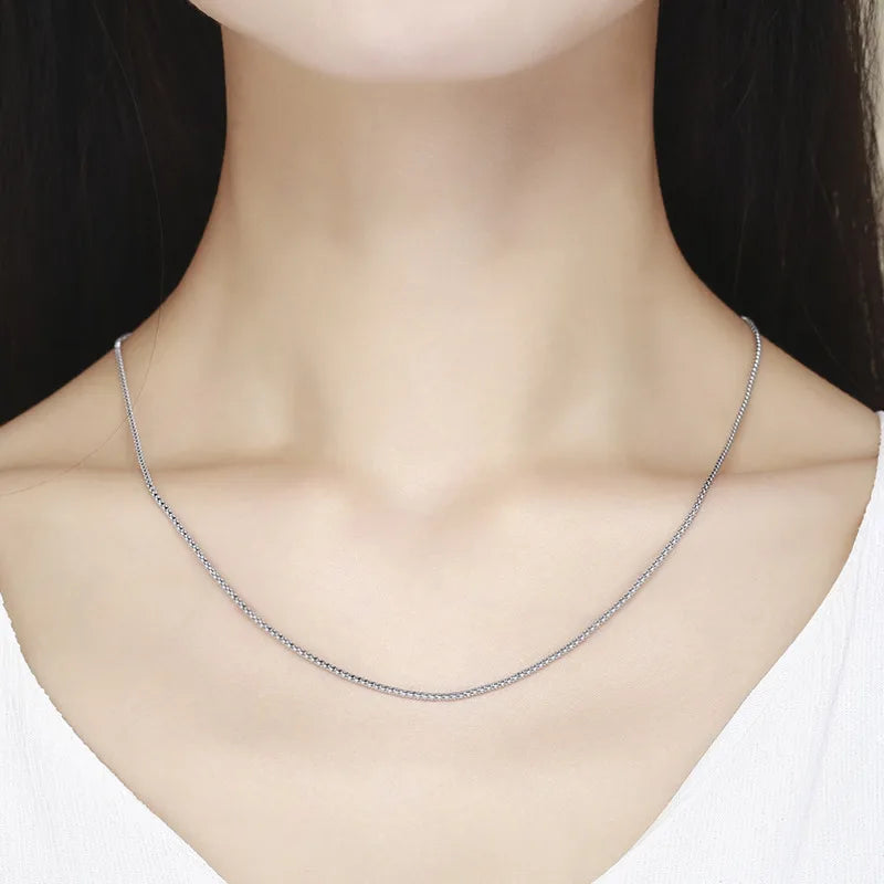 14 "-32" 35-90cm 1,3mm dünn Sterling Silber Mais Kette Halskette Frauen Halsreif Männer Schmuck Colar Collier Collares Mujer Kolye