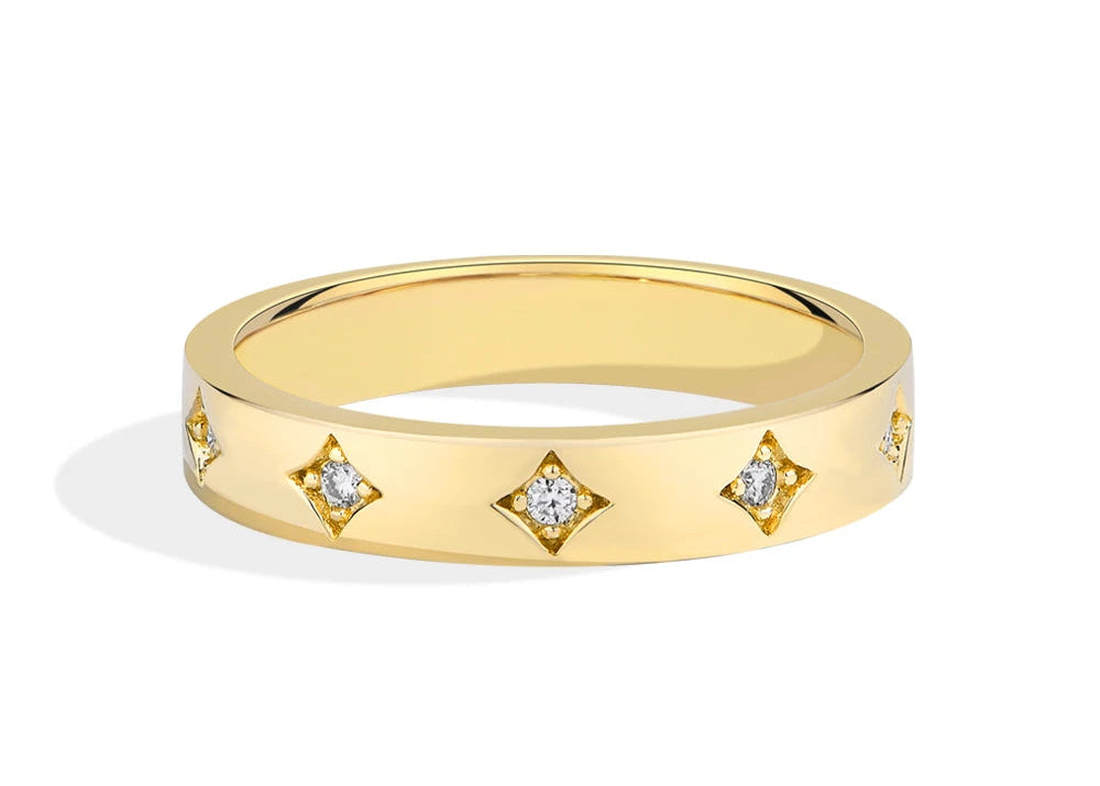 Runder Moissanit-Sternring Damen 925 Silber