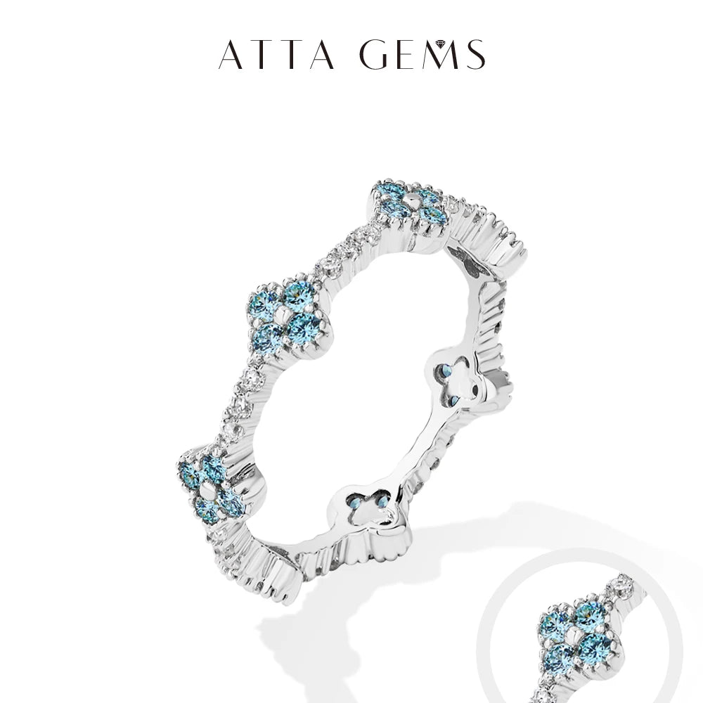 ATTAGEMS Eternity DVVS1 Moissanit-Ring für Damen, 100 % echtes 925er-Sterlingsilber, vergoldet, Hochzeit, Party, Charm, edler Schmuck, neu