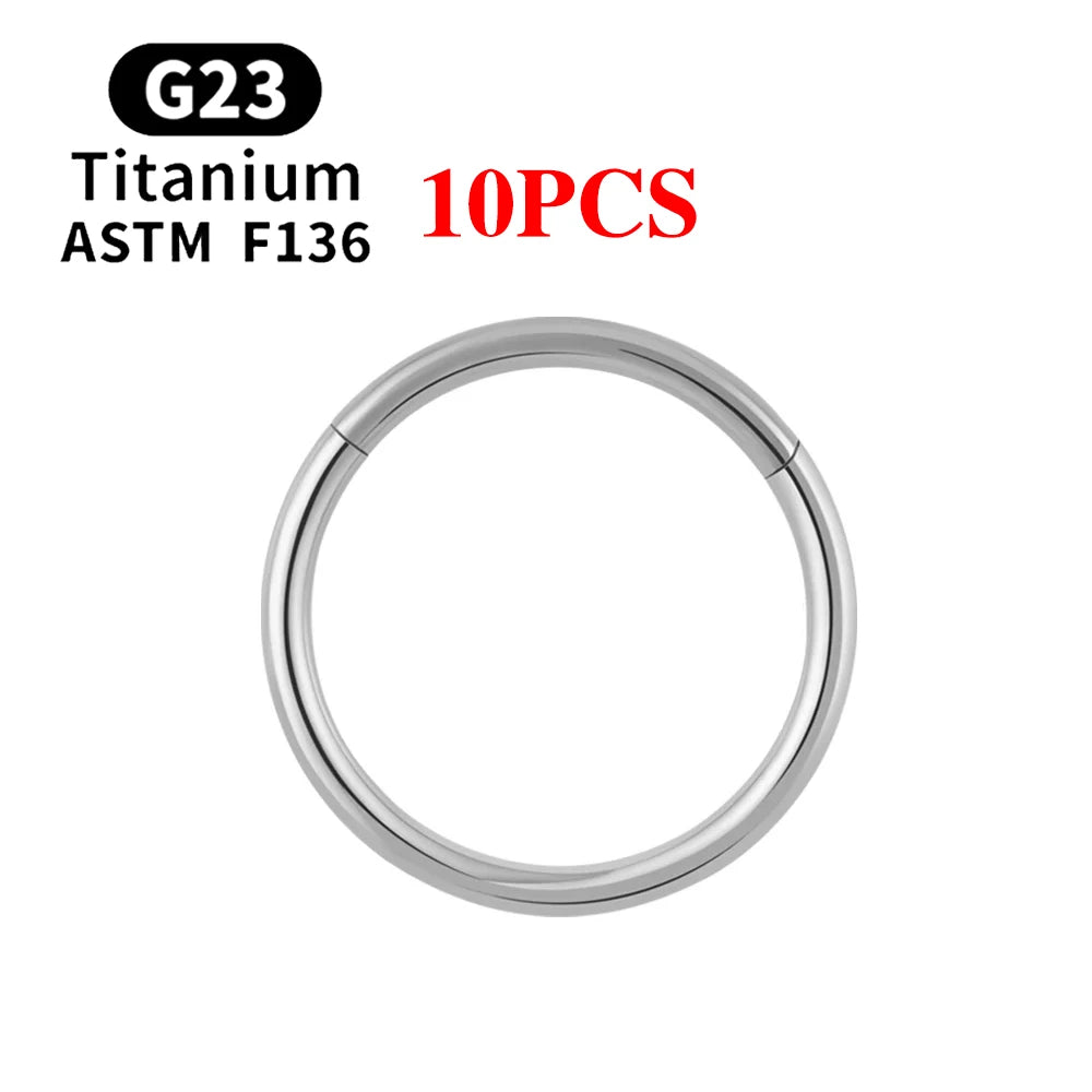 10/50PCS ASTM F136 Titan Nasenring Klapp Clicker Segment Septum Hoop Frauen Männer Ohr Knorpel Helix Ohrring Piercing schmuck