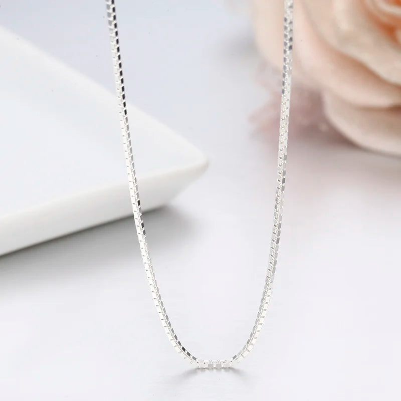 35 cm-80 cm 1mm Dünne Reine Solide 925 Sterling Silber Box Kette Halskette Frauen Männer Mädchen schmuck Kurz bis Lange Kolye Collares