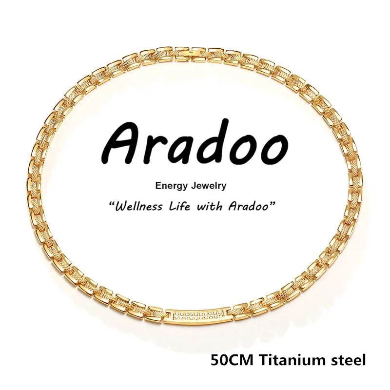 ARADOO Titan Stahl Zirkonia Magnetische Halskette Hämatit Therapie Edelstahl Halsband Halskette Kragen