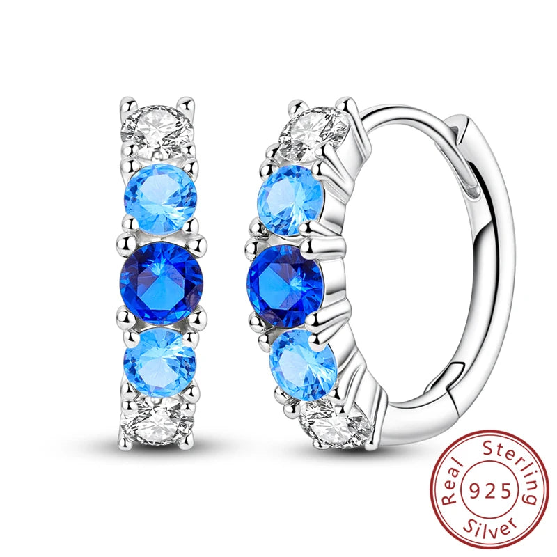 Creolen Original 925 Sterling Silber Blaues Sternenlicht Kristall Feuerdrache Schmetterling Ohrringe Für Frauen Party Hochzeit Schmuck