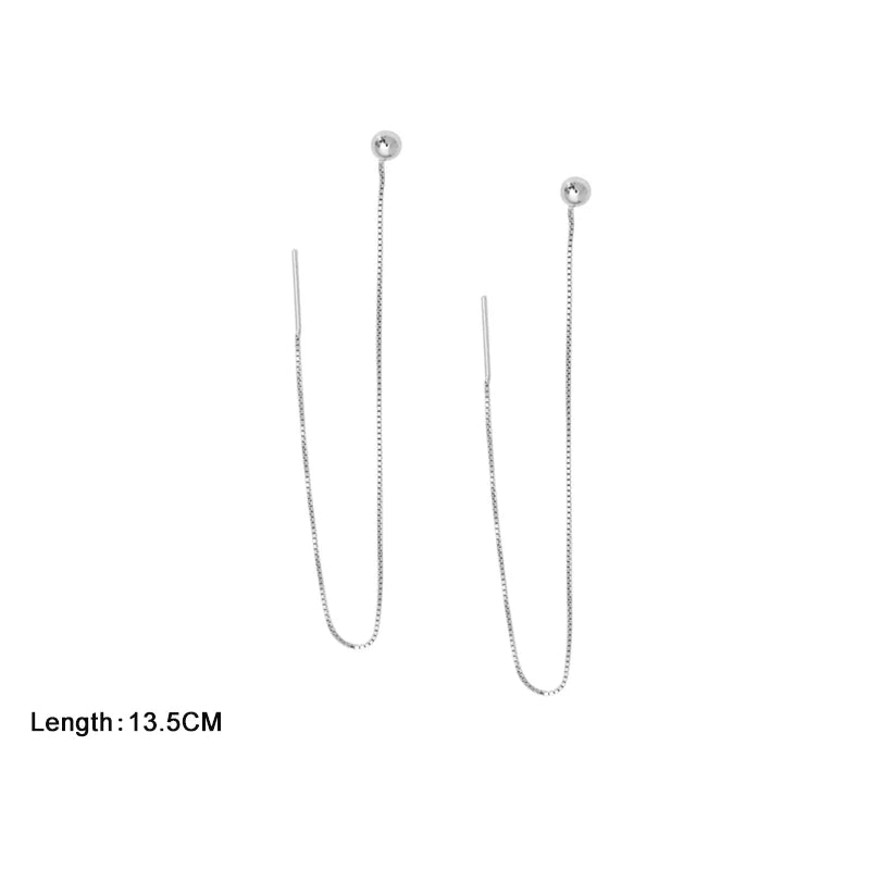 INZATT Echt 925 Sterling Silber Perle Quadrat Lange Kette Quaste Drop Ohrringe Für Frauen Klassischen Feinen Schmuck Geometrische Zubehör