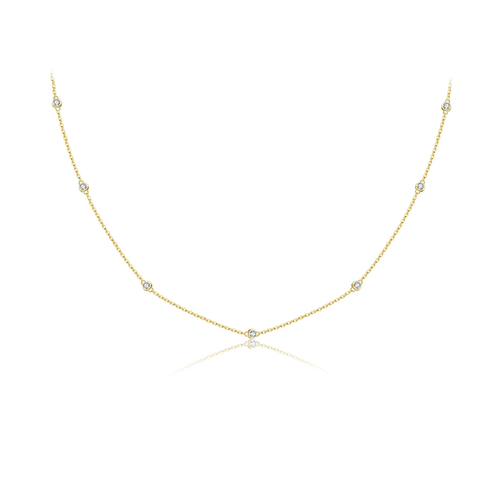 DPLAOPA 925 Sterling Silber zierliche Zirkon CZ Charm Halsband Halskette lange Kette Luxus edlen Schmuck 2022 Hochzeit Kristall Juwelen