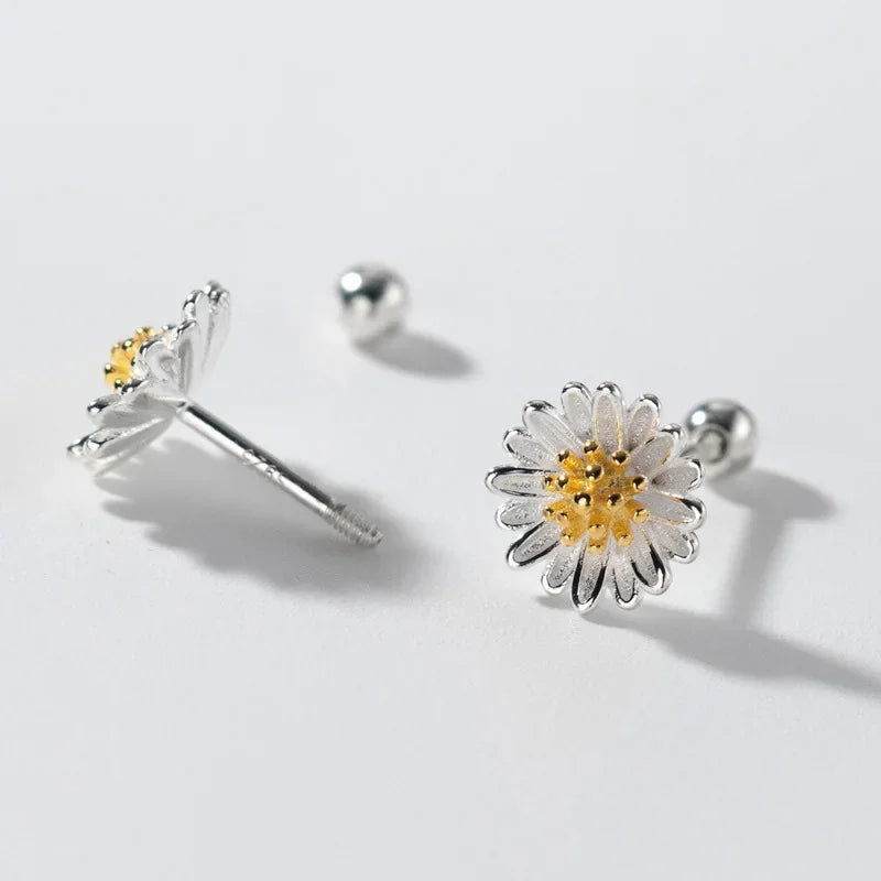 INZATT Echt 925 Sterling Silber 6/8mm Blume Ohrstecker für Frauen Klassische Feine Schmuck Piercing Schraube Ball Zubehör