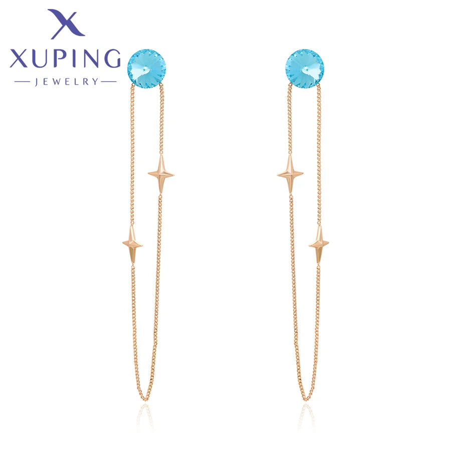 Xuping Jewelry Store Neuankömmling Kupferlegierung Charm vergoldet schöne Kristallohrringe für Frauen Mädchen Schmuck Geburtstagsfeier