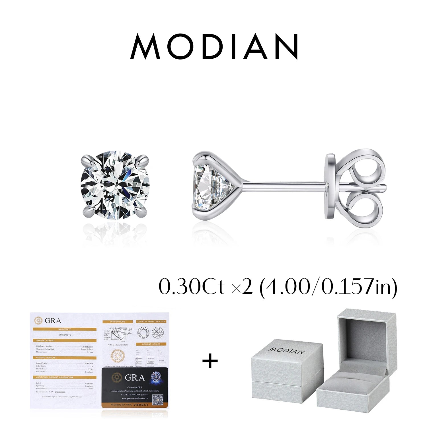 MODIAN 5 Größen D Farbe Moissanit Ohrringe 925 Sterling Silber Funkelnde Luxus Ohrstecker Für Frauen Hochzeit Edlen Schmuck