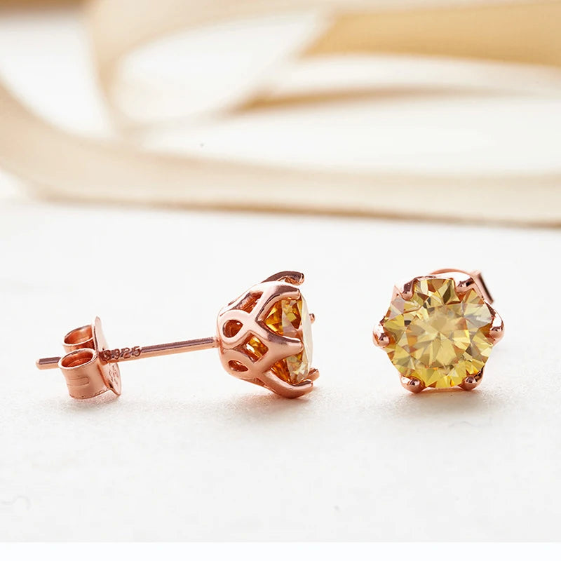 Joyce Kelly GRA-zertifizierte 0,5/1/2 CT Moissanit-Ohrringe für Damen, rosévergoldeter Sterlingsilber-925-Schmuck, heißer Verkauf, Ohrstecker