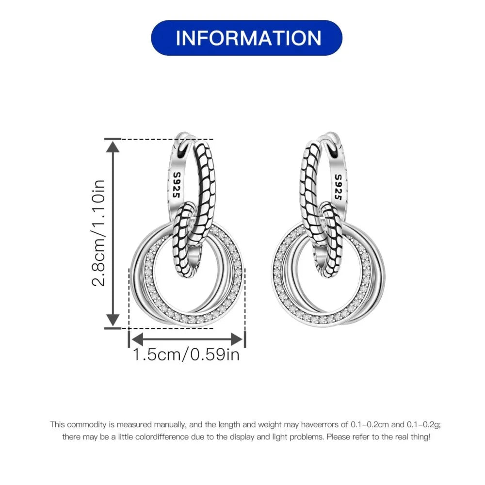 Heißer Verkauf 925 Sterling Silber Klassische Multi Ring Ohrringe Serie Tropfen Ohrringe Für Frauen Party Feines Geschenk Elegante Geburtstag Schmuck