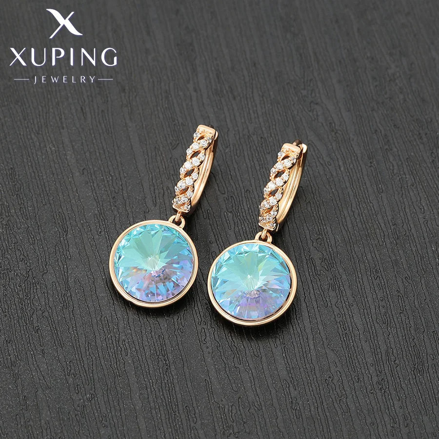 Xuping Jewelry Store Neuankömmling Kupferlegierung Charm vergoldet schöne Kristallohrringe für Frauen Mädchen Schmuck Geburtstagsfeier