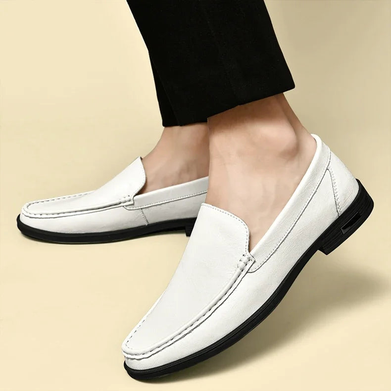 Echt leder Slip on Slipper Männer formelle Kleid Schuhe Büro fahren Hochzeits feier Mocasines Hombre große Größe Freizeit schuhe