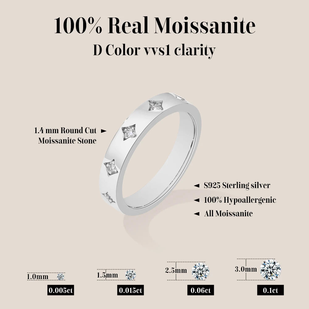 ATTAGEMS Rundschliff-Moissanit-Ringe, Stern-Design für Damen, 925er-Sterlingsilber, Ring, Gelbgold vergoldet, klassischer Verlobungsschmuck