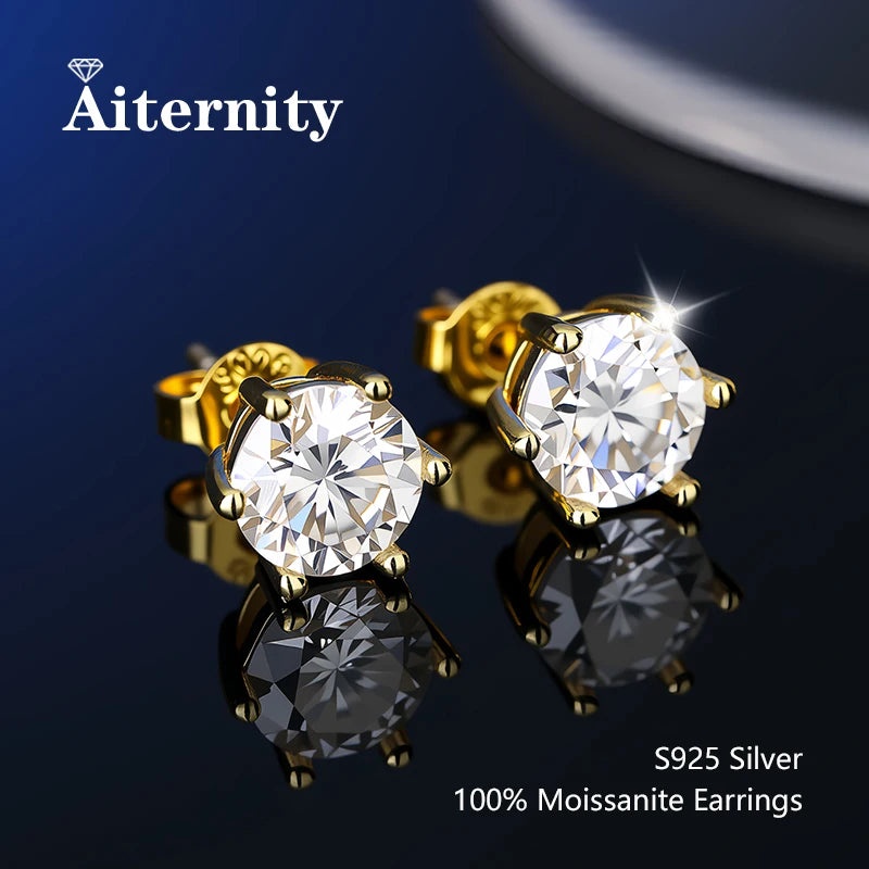 100 % echtes Sterlingsilber S925 Moissanit Ohrringe Ohrstecker mit 2 Zertifikaten D VVS1 Pass Diamant Teststift für Frauen Männer Schmuck