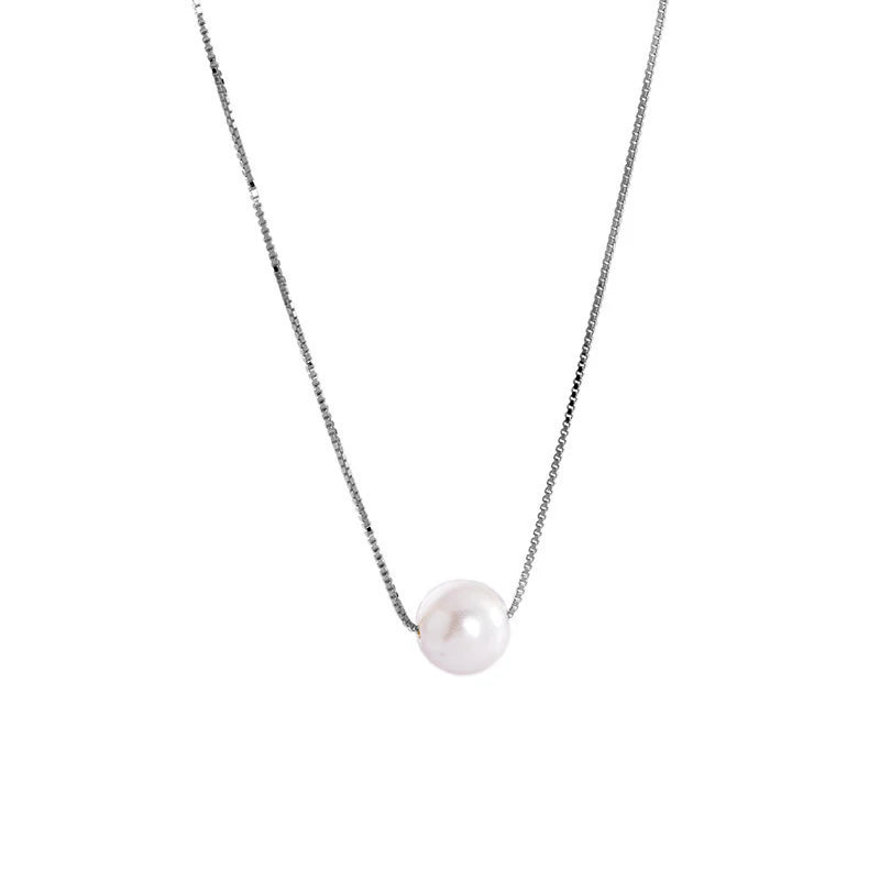 INZATT Echt 925 Sterling Silber Runde Perle Perle Anhänger Choker Halskette Für Charme Frauen Edlen Schmuck Minimalistischen Zubehör