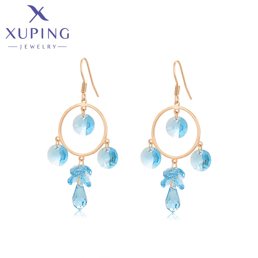 Xuping Jewelry Store Neuankömmling Kupferlegierung Charm vergoldet schöne Kristallohrringe für Frauen Mädchen Schmuck Geburtstagsfeier