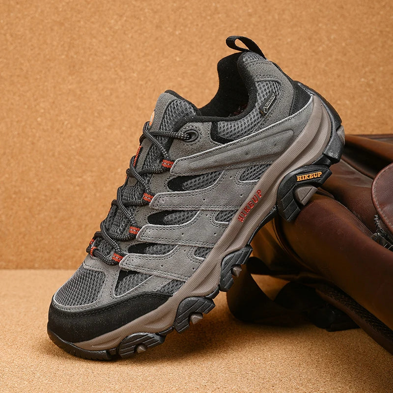 HIKEUP Turnschuhe für Männer Wanderschuhe Leder Trekking Stiefel Frauen Camping Jagd Herren Berg Taktische Stiefeletten Laufen Sneaker