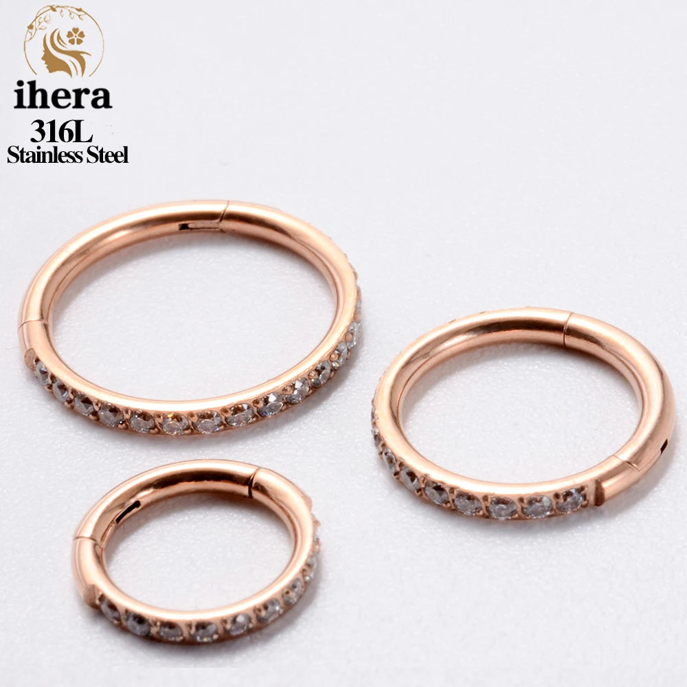 1/10/50PCS Edelstahl Zirkon Klapp Segment Nase Septum Clicker Ring Runde Ohrringe Hoops Ohr Tragus helix Piercing Schmuck