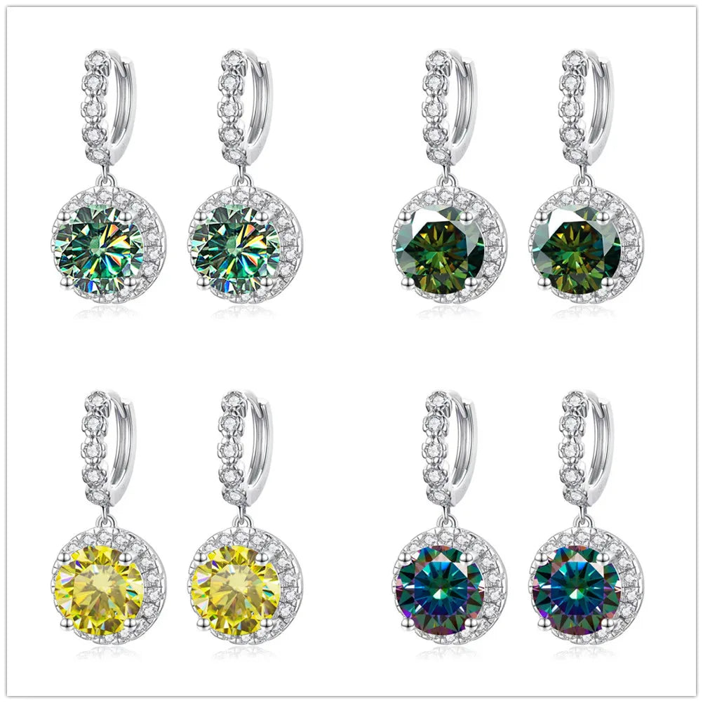 Super funkelnde 3CT Muiltcolor Moissanit Tropfen Creolen 100% S925 Silber Ohrring für Frauen Edlen Schmuck Dating Party Geschenk