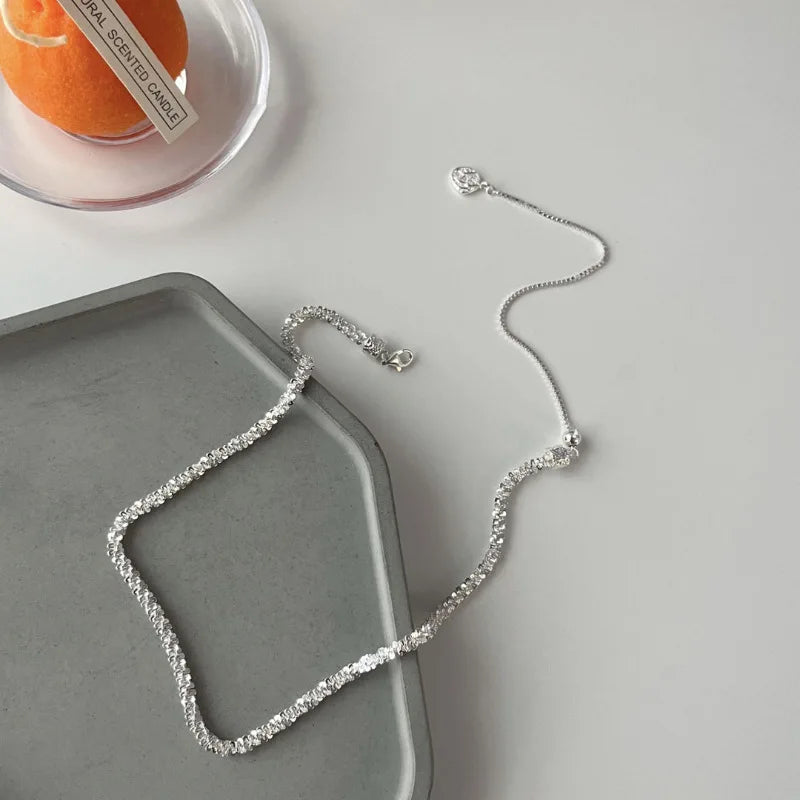 Halskette aus 925er-Sterlingsilber, schwarze Perlen, quadratisch, unregelmäßig, Punk, geometrisch, für Frauen und Mädchen, Schmuck, Geschenk, Dropshipping, Großhandel