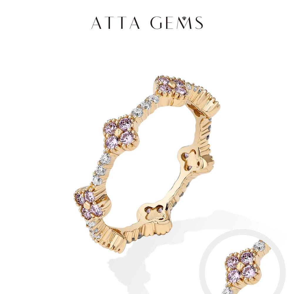 ATTAGEMS Eternity DVVS1 Moissanit-Ring für Damen, 100 % echtes 925er-Sterlingsilber, vergoldet, Hochzeit, Party, Charm, edler Schmuck, neu